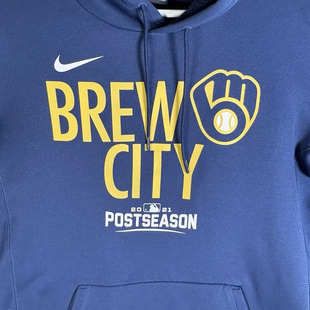 Milwaukee Brewers Nike Hoodie Sweatshirt Medium Brew City 2021 Postseason